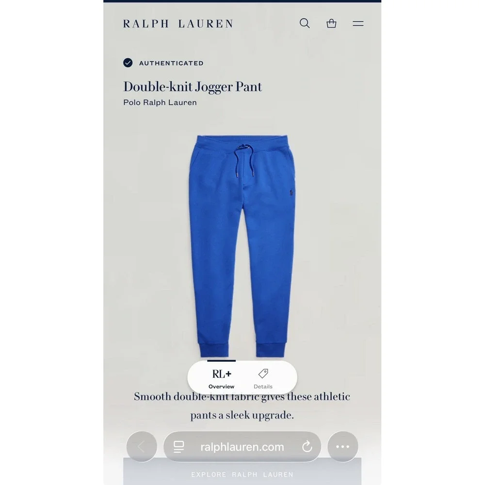 Polo Ralph Lauren Double Knit Jogger Sweatpants Mens Size Medium Blue